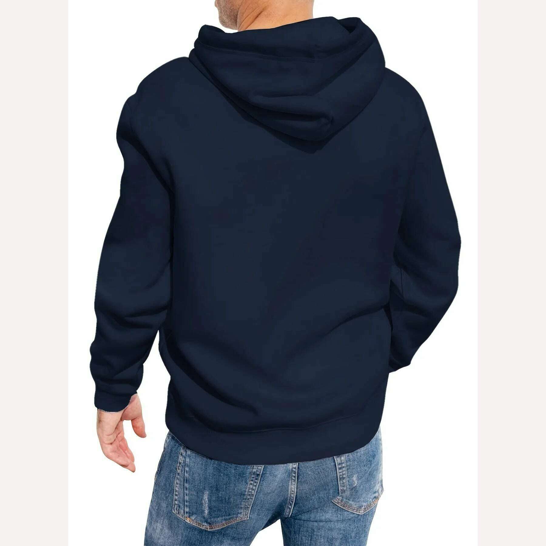 Men's Autumn Winter Loose Fitting Long Sleeved Hoodie - KIMLUD