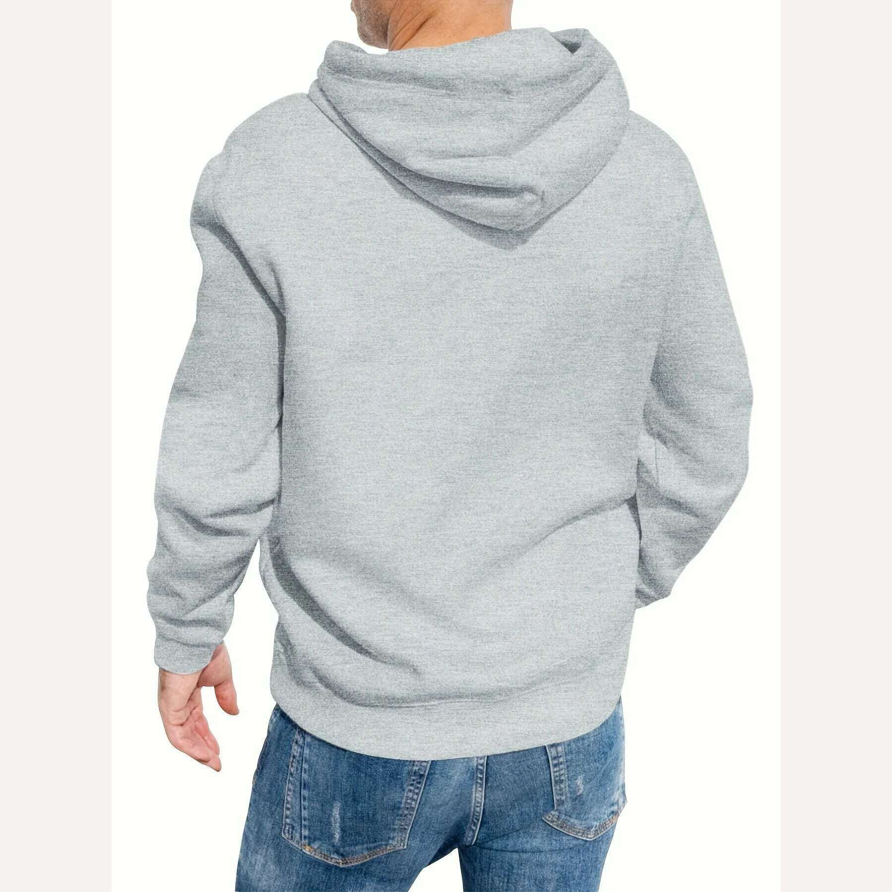 Men's Autumn Winter Loose Fitting Long Sleeved Hoodie - KIMLUD