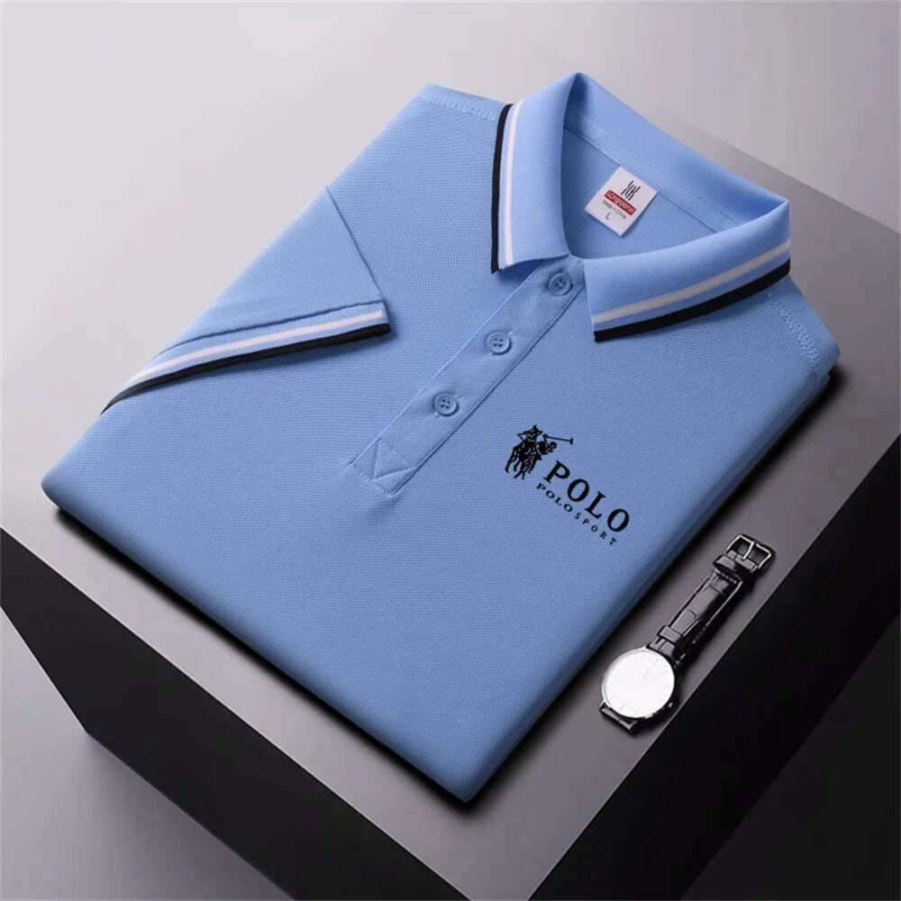 KIMLUD, Men's Breathable T-Shirt Business Casual Polo Shirt New Fashion Solid Color Comfortable Pullovers Short Sleeve Summer Wear, 12 / M, KIMLUD APPAREL - Womens Clothes