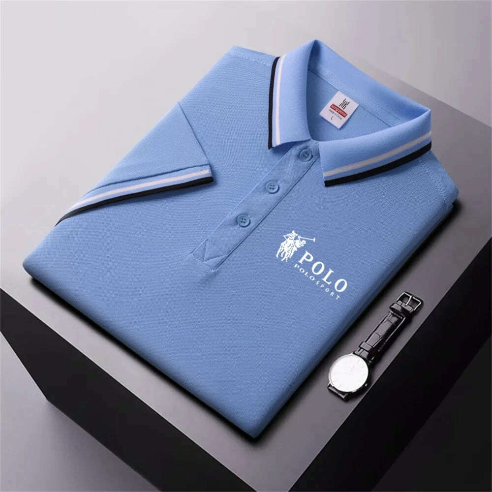 KIMLUD, Men's Breathable T-Shirt Business Casual Polo Shirt New Fashion Solid Color Comfortable Pullovers Short Sleeve Summer Wear, 19 / XXL, KIMLUD APPAREL - Womens Clothes