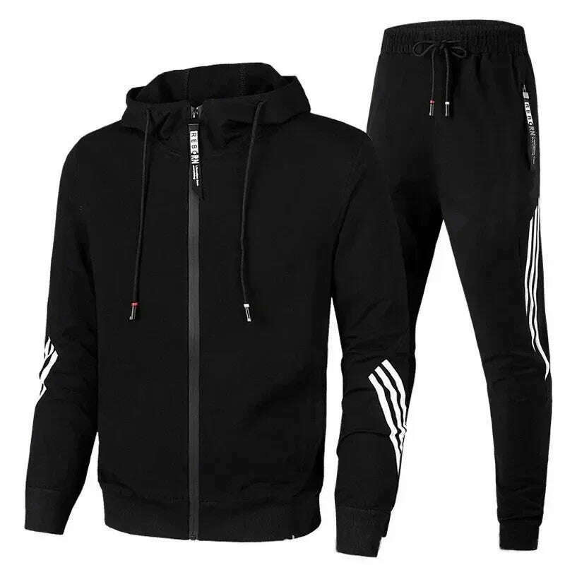 KIMLUD, Men's Casual Sportswear Set, Zippered Jacket, Tracksuit Men Sports Shirts and Pants, Soaked Sportswear, Brand, Winter, 5 / 3XL, KIMLUD APPAREL - Womens Clothes