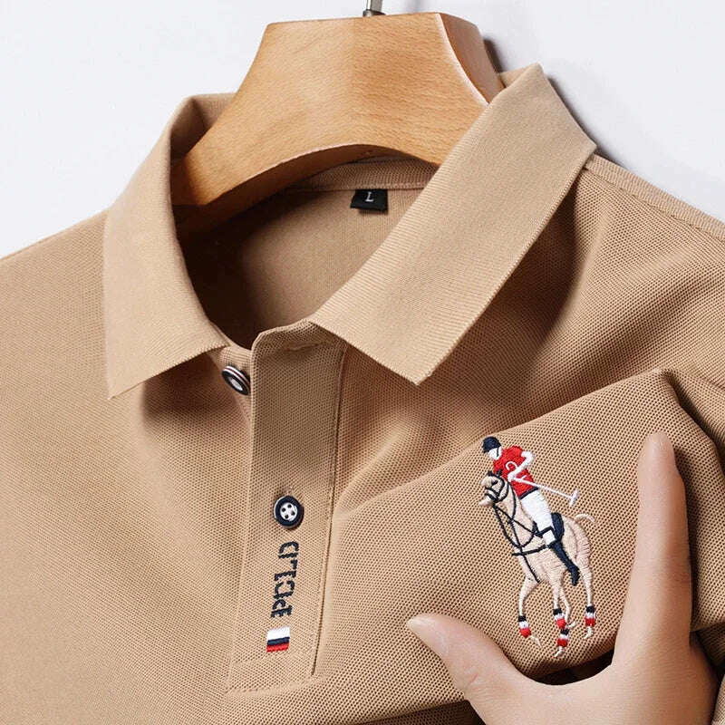 Men's Embroidered Casual Fashion Short Sleeved POLO Shirt Summer Comfortable Top - KIMLUD