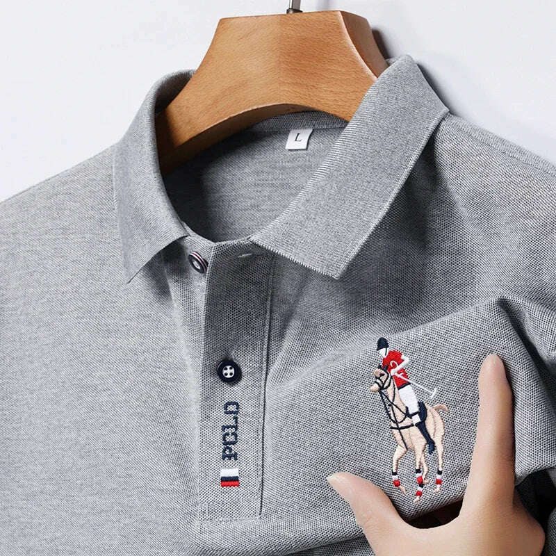 Men's Embroidered Casual Fashion Short Sleeved POLO Shirt Summer Comfortable Top - KIMLUD