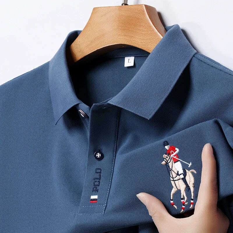 Men's Embroidered Casual Fashion Short Sleeved POLO Shirt Summer Comfortable Top - KIMLUD