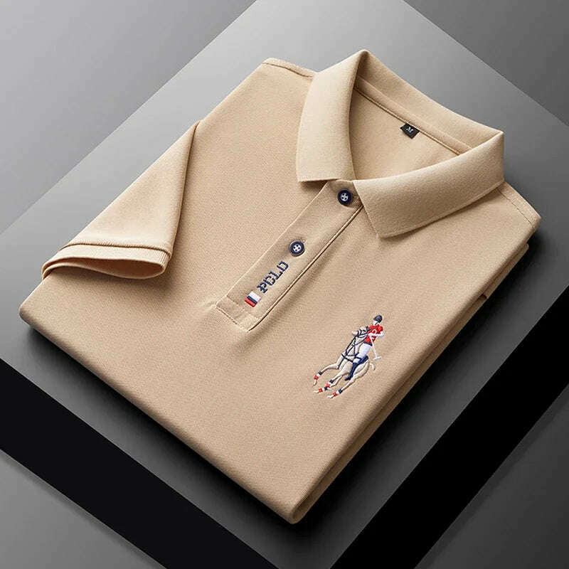 Men's Embroidered Casual Fashion Short Sleeved POLO Shirt Summer Comfortable Top - KIMLUD