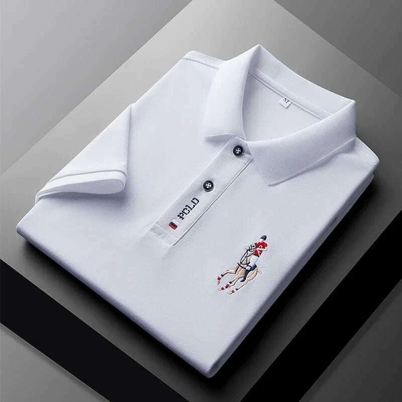 Men's Embroidered Casual Fashion Short Sleeved POLO Shirt Summer Comfortable Top - KIMLUD