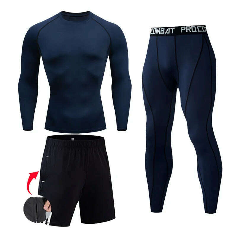 Men's Gym Clothing Short Running Man Compression tights perspiration Track suit Gym Man black T shirt Sport Pants S-XXXXL - KIMLUD