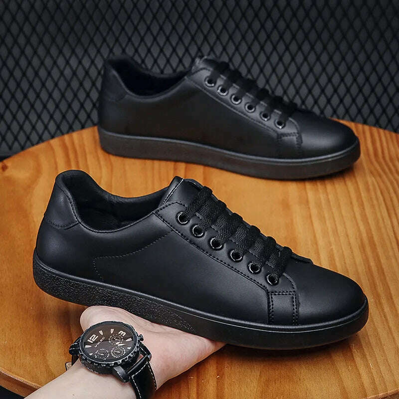 KIMLUD, Men's Korean Style White Shoes Autumn New Fashion Casual Sneakers Trend Non-slip Lightweight Comfort Flats Sapatos Masculinos, Black / 40, KIMLUD APPAREL - Womens Clothes