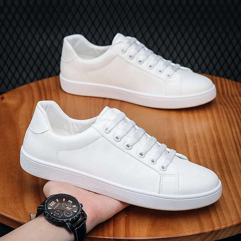 KIMLUD, Men's Korean Style White Shoes Autumn New Fashion Casual Sneakers Trend Non-slip Lightweight Comfort Flats Sapatos Masculinos, white / 39, KIMLUD APPAREL - Womens Clothes