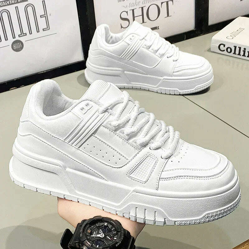 Men's Luxury Sneakers White Leather Casual Shoes Comfortable Running Shoes for Men Luxury Platform Sport Shoes Zapatillas Hombre - KIMLUD