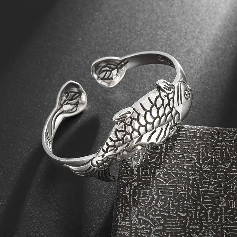 KIMLUD, Men's Personalized Retro Ethnic Animal Pixiu Bangles Men Women Cuff Bracelets Casual Jewelry Gifts, AL20549-Silver, KIMLUD APPAREL - Womens Clothes