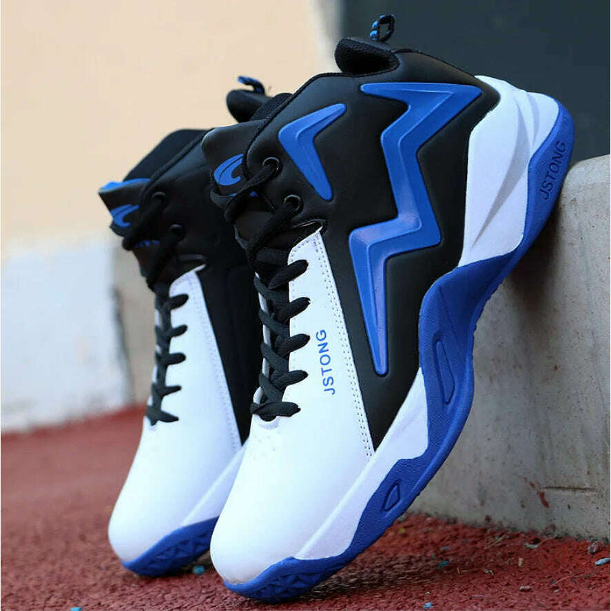 KIMLUD, Men's Running Shoes 2023 Basketball Male Sneakers Couple Mixed Color Breathable Sports Shoes Fitness Trainers Basket Homme, white blue / 38, KIMLUD APPAREL - Womens Clothes