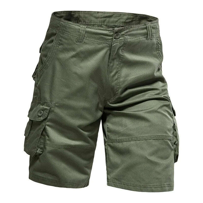 KIMLUD, Men's Shorts Loose Large Size Multi-Pocket Overalls Summer Cotton Comfortable Nickel Pants Outdoor Casual Sports Beach Pants, 001Army green / 29, KIMLUD APPAREL - Womens Clothes