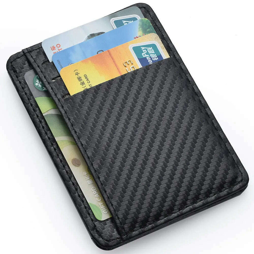 Men's Slim Minimalist Front Pocket Wallets RFID Blocking Credit Card Holder Portable Leather Wallets - KIMLUD