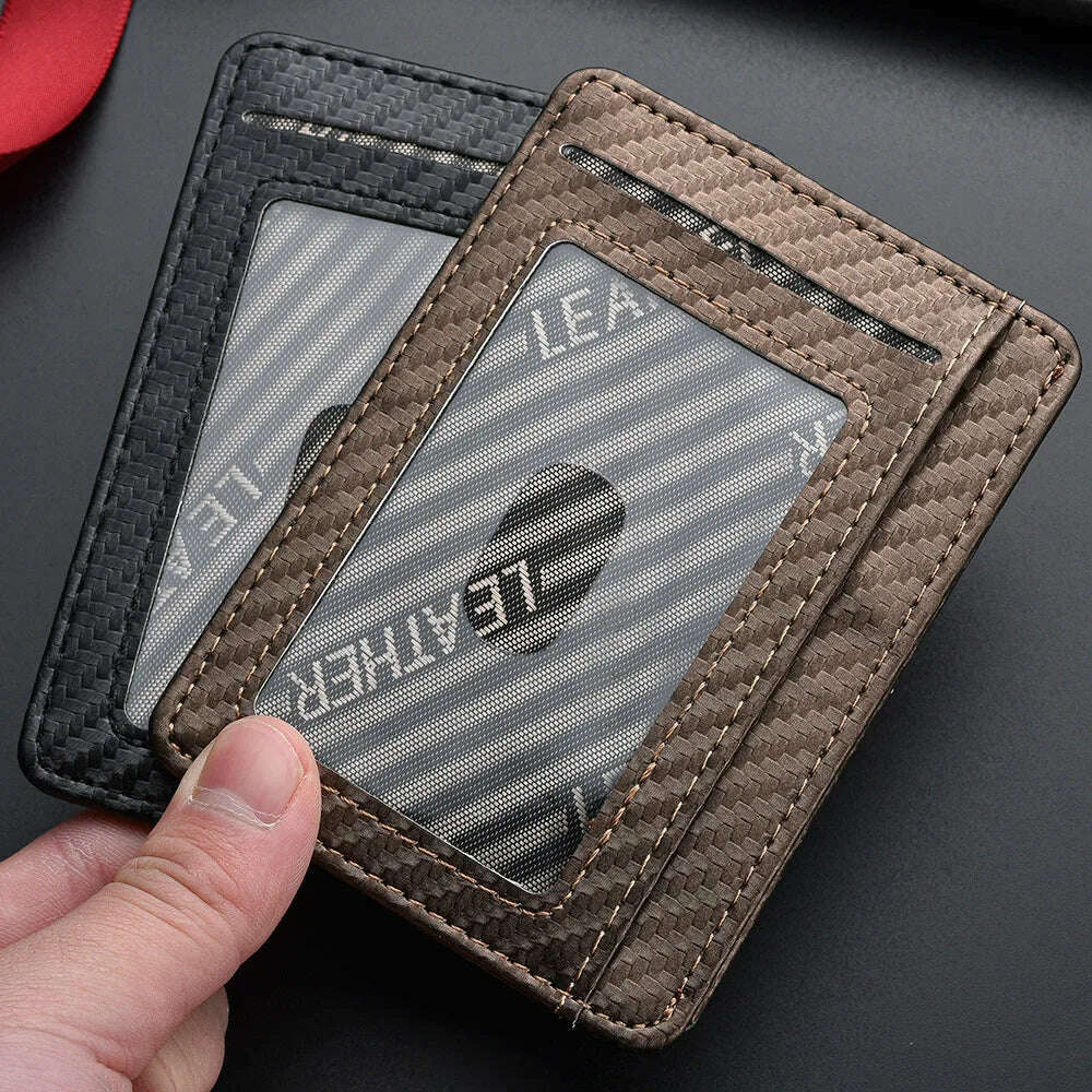 Men's Slim Minimalist Front Pocket Wallets RFID Blocking Credit Card Holder Portable Leather Wallets - KIMLUD