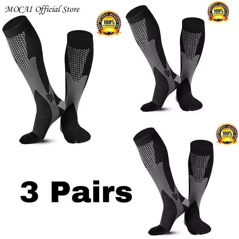 Men's Sports Compression Socks Varicose Veins Cycling Socks Nursing Running Compression Socks Nurse Outdoor Natural Hiking - KIMLUD