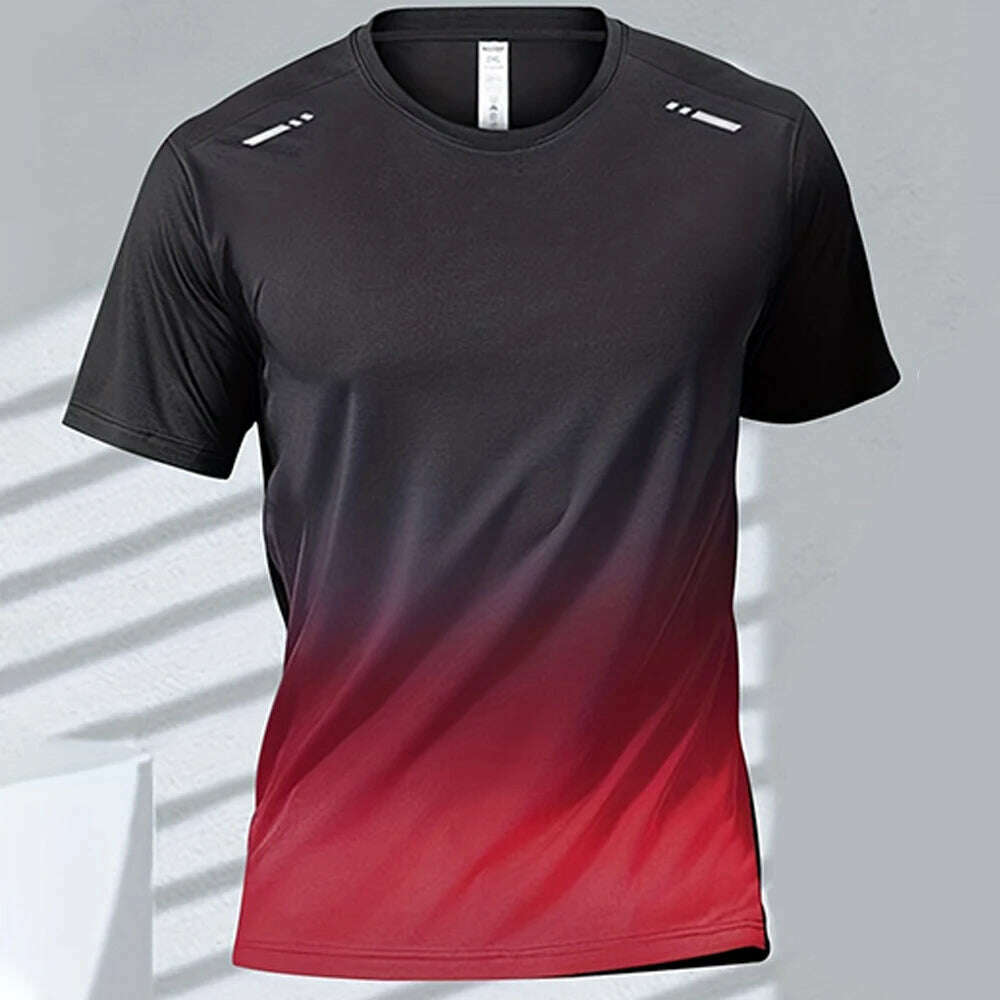 Men's T-shirts Sports Running T-shirt Quick-drying Gradient Short Sleeve Tees Outdoor Workout Basketball Training Running Outfit - KIMLUD