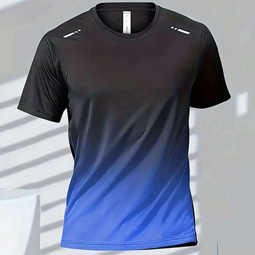 Men's T-shirts Sports Running T-shirt Quick-drying Gradient Short Sleeve Tees Outdoor Workout Basketball Training Running Outfit - KIMLUD