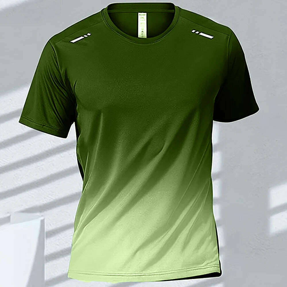 Men's T-shirts Sports Running T-shirt Quick-drying Gradient Short Sleeve Tees Outdoor Workout Basketball Training Running Outfit - KIMLUD