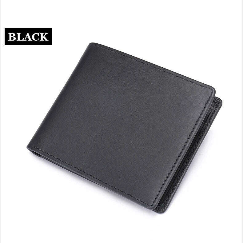 Men's Wallet 100% Genuine Leather Purse Holder Business Anti-Theft Credit Card Rfid Short Wallet Male Slim Coin Purse Money Bag - KIMLUD