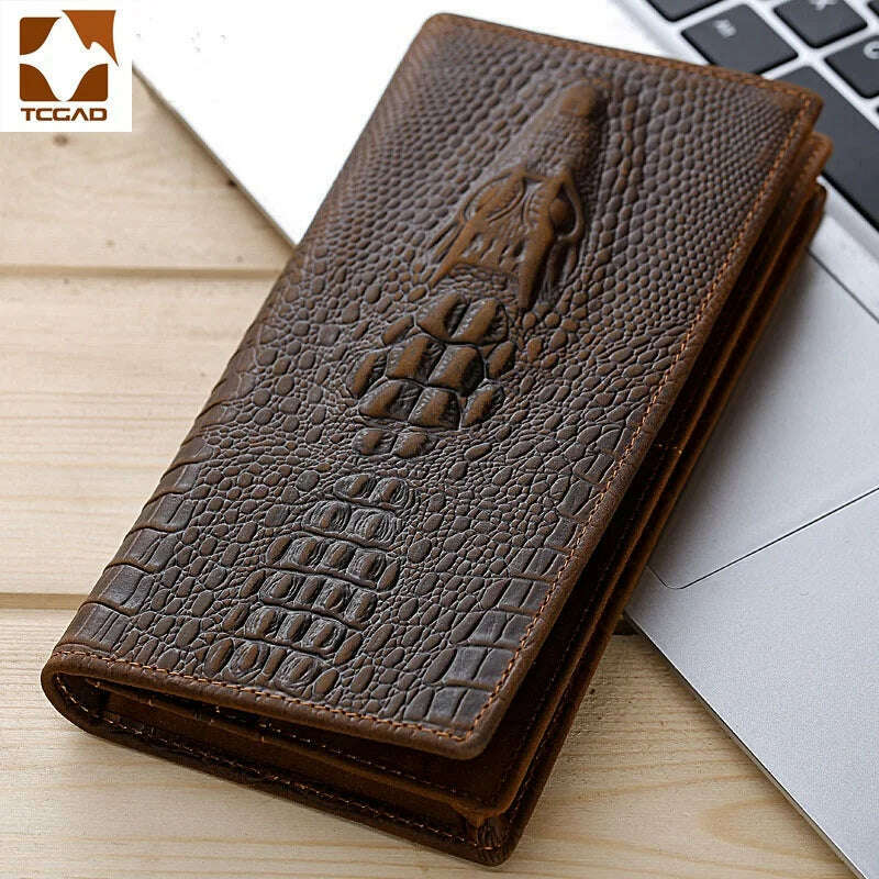 KIMLUD, Men's Wallets Alligators carteras Thin mens wallet PU leather clutch made of Crocodile Pattern Long purse portafoglio uomo, KIMLUD Womens Clothes