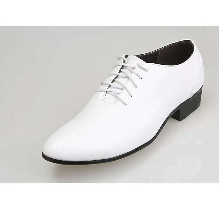 KIMLUD, Men's White Dress Shoes Leather Oxford Style for Wedding Formal Suit Short Boots Eye-Catching Design, KIMLUD Womens Clothes