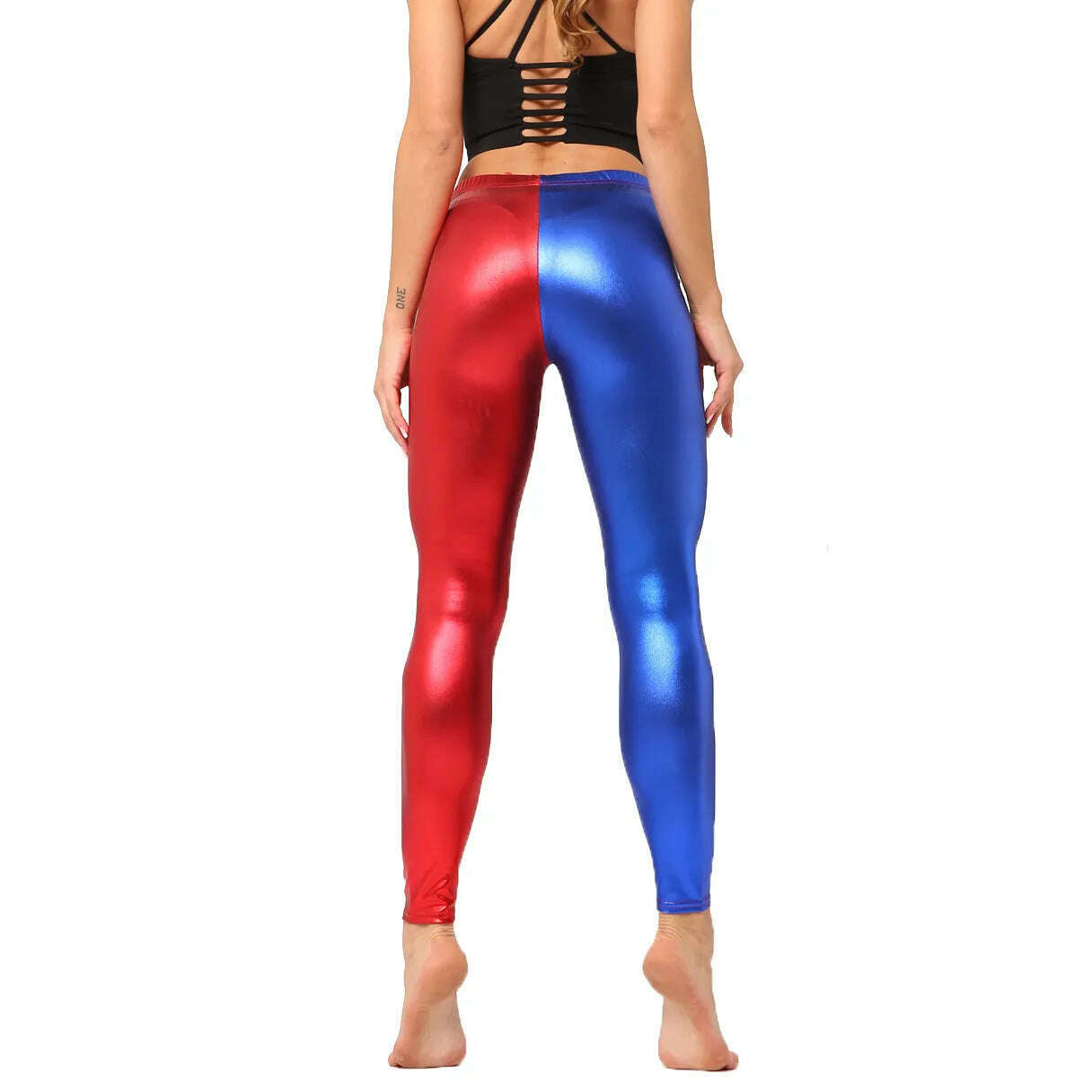 KIMLUD, Metallic Color PU Leggings Women Faux Leather Pants Dancing Party Pant Sexy Night Club Skinny Costume Pants Tight Trousers, Red blue / One size 50kg below, KIMLUD APPAREL - Womens Clothes