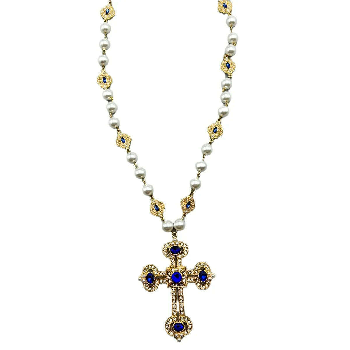 Middle Vintage Western retro niche design sense of cross necklace - KIMLUD