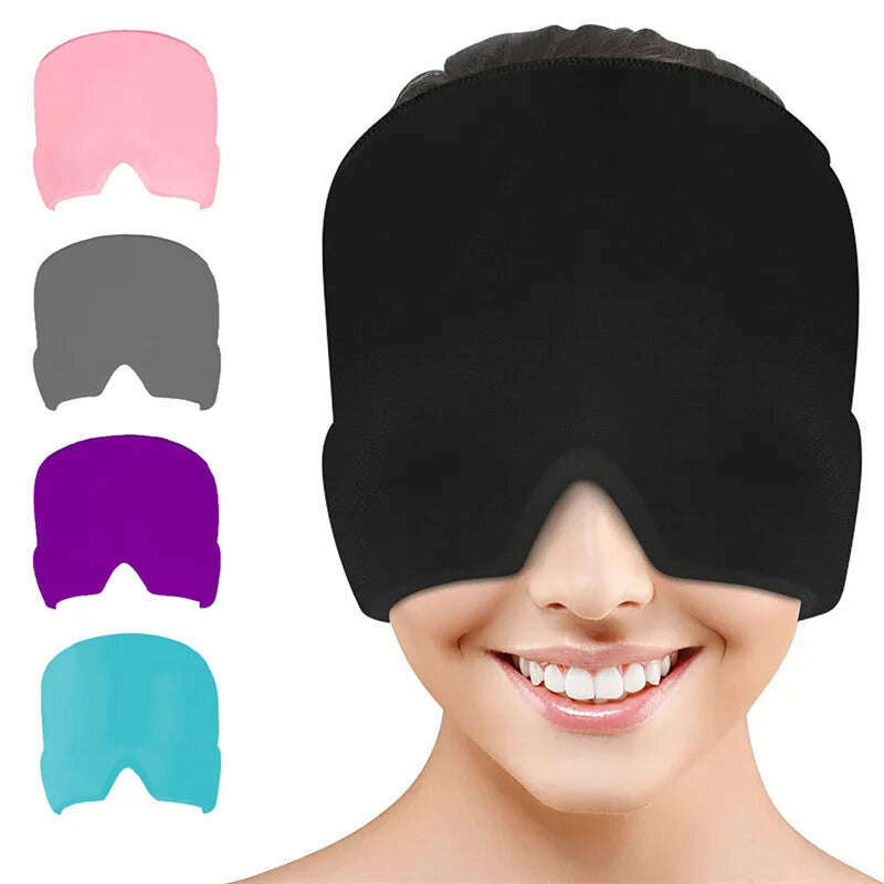 Migraine Relief Hat headache hat Gel Hot Cold Therapy Ice Cap For Relieve Pain Ice Hat Eye Mask Stress Pressure Pain Relief - KIMLUD