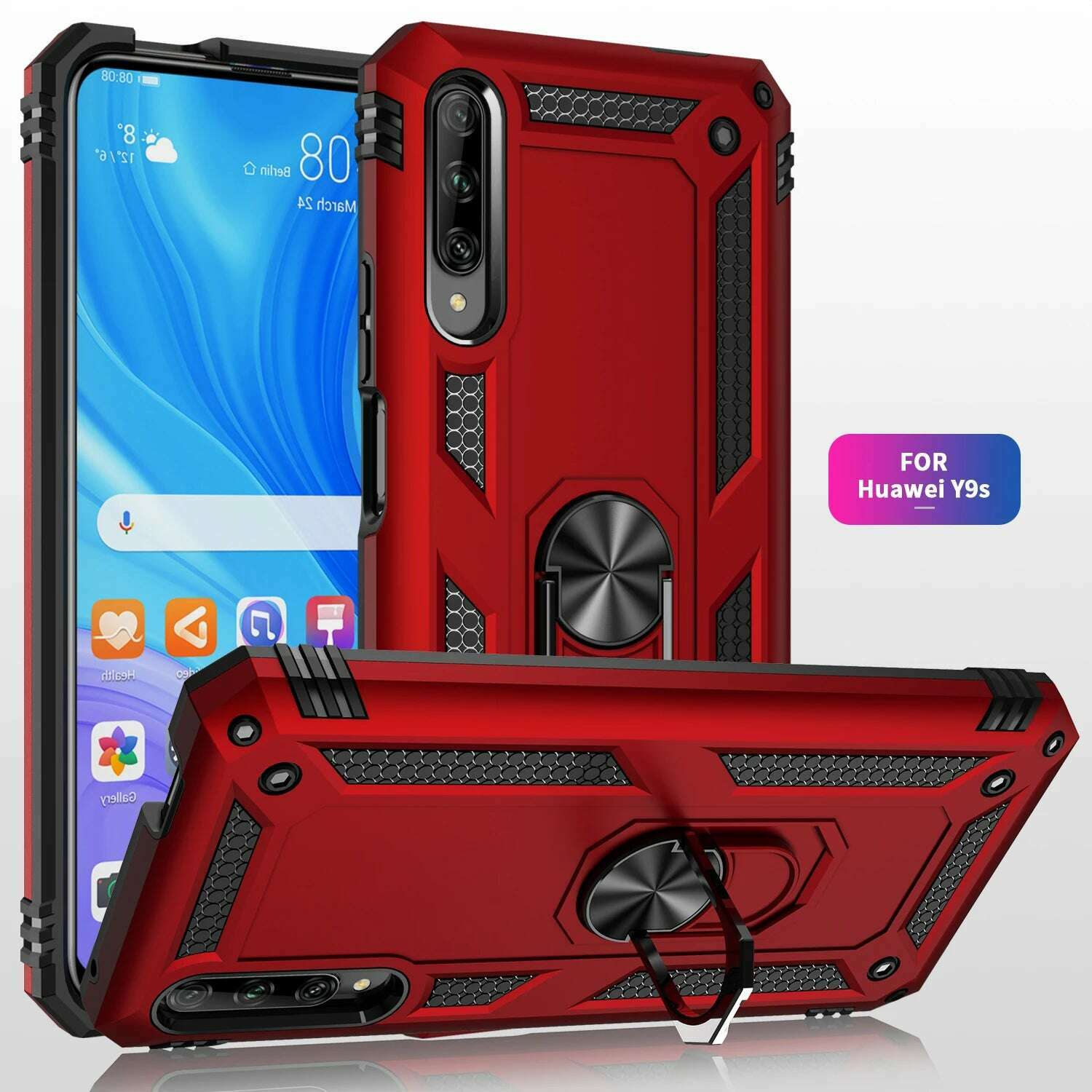 Military Grade Drop Proof Protection Cover With Kickstand For Huawei Y5 Y6 Y7 Y9 2019 Y9S Y9 Prime 2019 Cover - KIMLUD