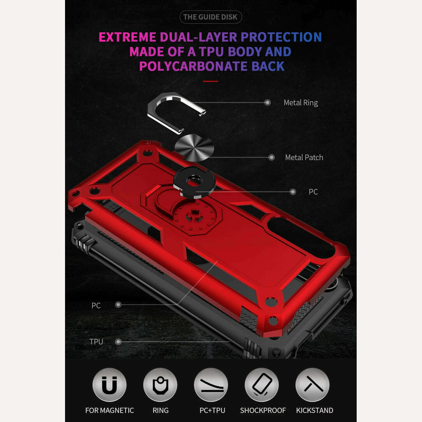 Military Grade Drop Proof Protection Cover With Kickstand For Huawei Y5 Y6 Y7 Y9 2019 Y9S Y9 Prime 2019 Cover - KIMLUD