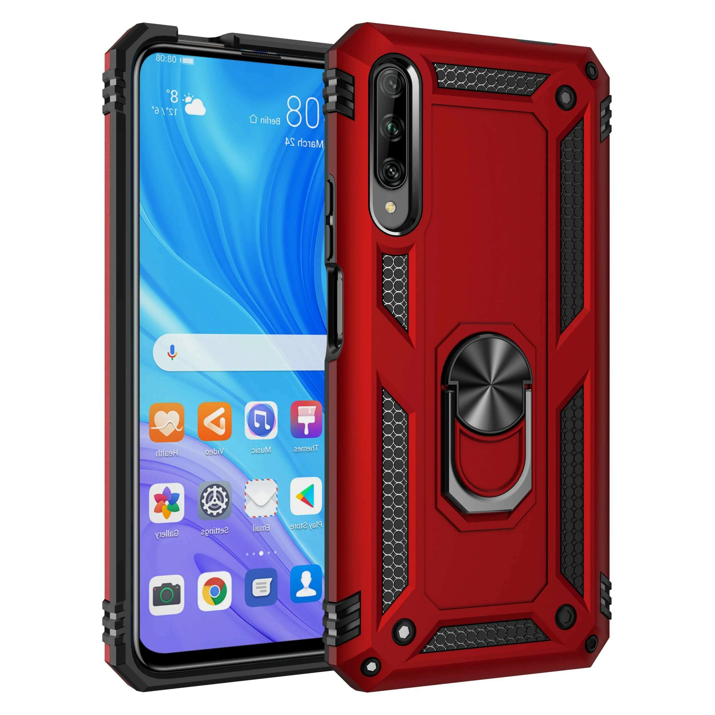 KIMLUD, Military Grade Drop Proof Protection Cover With Kickstand For Huawei Y5 Y6 Y7 Y9 2019 Y9S Y9 Prime 2019 Cover, Red / For Y7 2019, KIMLUD APPAREL - Womens Clothes