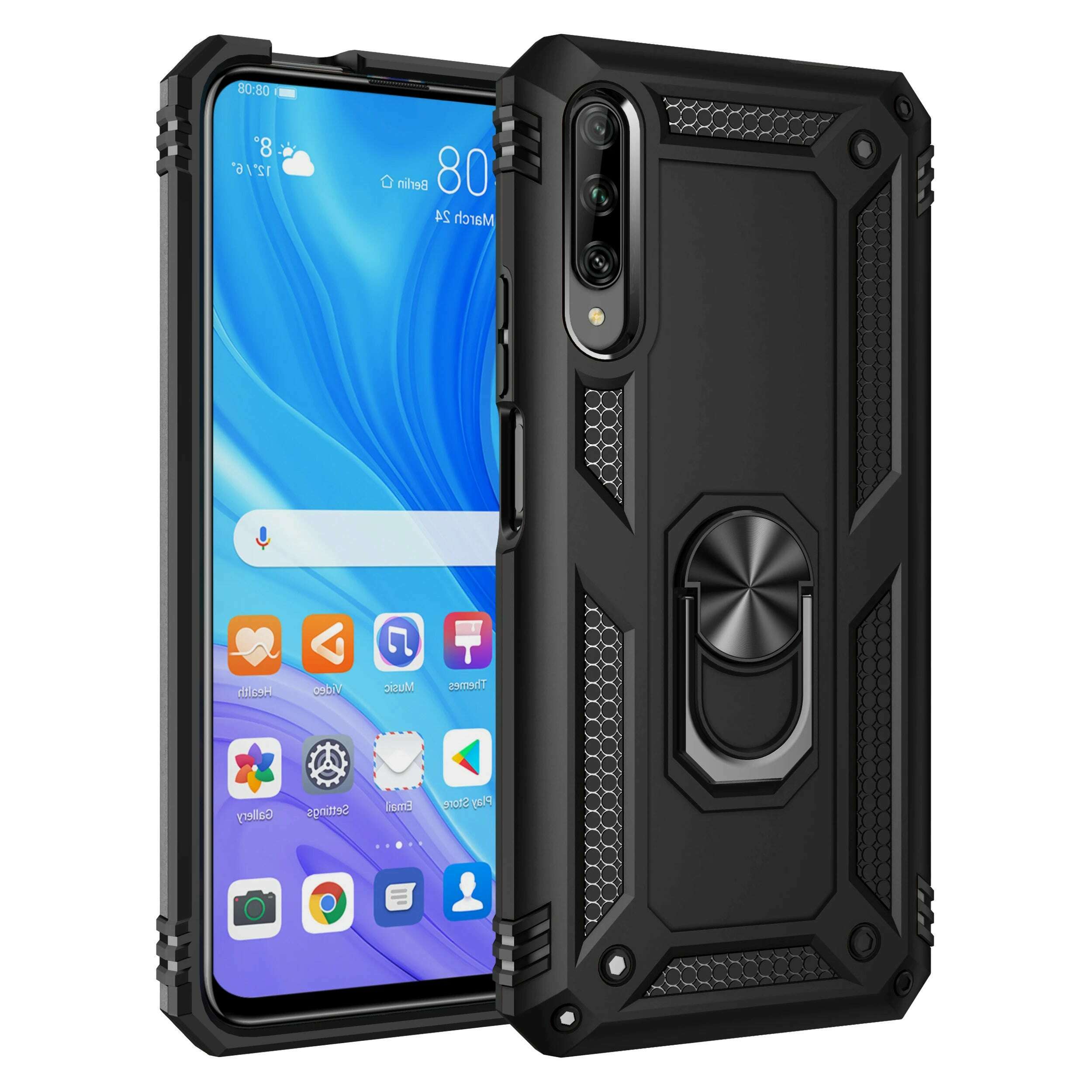 KIMLUD, Military Grade Drop Proof Protection Cover With Kickstand For Huawei Y5 Y6 Y7 Y9 2019 Y9S Y9 Prime 2019 Cover, Black / For Y9 Prime 2019, KIMLUD APPAREL - Womens Clothes