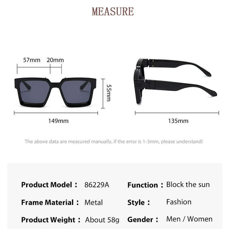 KIMLUD, Millionaire Sunglasses For Men Vintage Square Fashion Glasses Luxury Retro Sunglasses Women Trending Punk Gafas De Sol Lentes, KIMLUD Womens Clothes