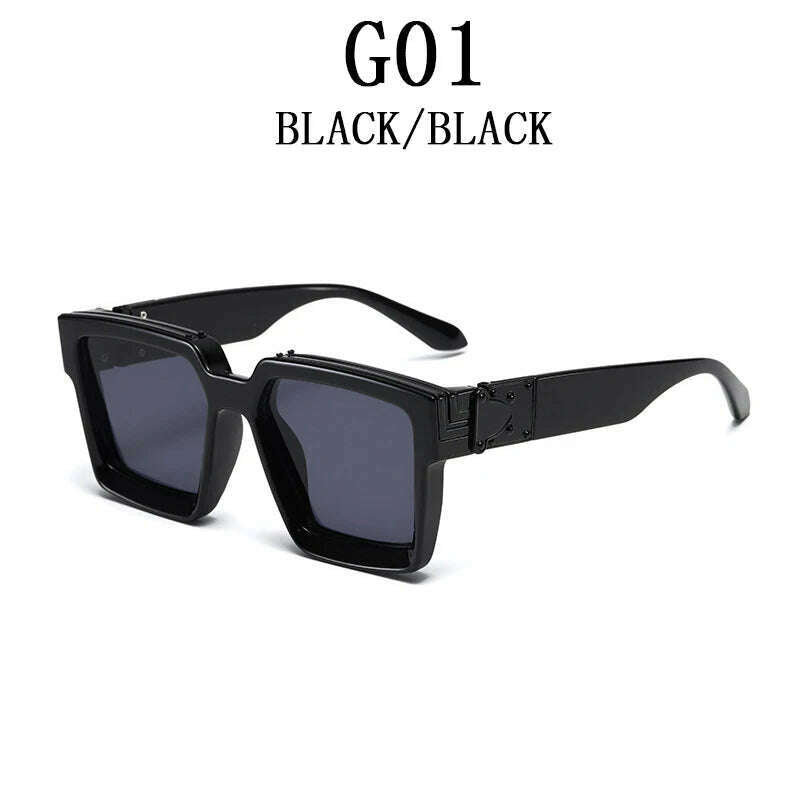 KIMLUD, Millionaire Sunglasses For Men Vintage Square Fashion Glasses Luxury Retro Sunglasses Women Trending Punk Gafas De Sol Lentes, G01 / CHINA / As the picture, KIMLUD APPAREL - Womens Clothes