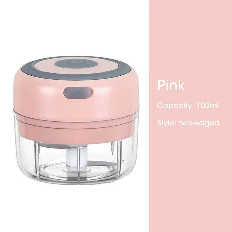 Mini Wireless Electric Garlic Crusher 100ml/250ml Portable Chopper USB Charging Ginger Chili Vegetable Masher Machine Kitchen - KIMLUD