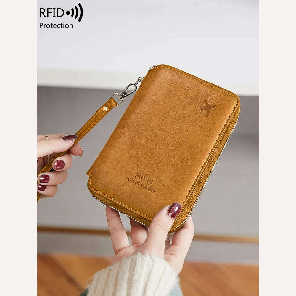 KIMLUD, Minimalist and fashionable RFID passport holder multifunctional PU leather travel accessory passport holder wallet holder unisex, KIMLUD Womens Clothes