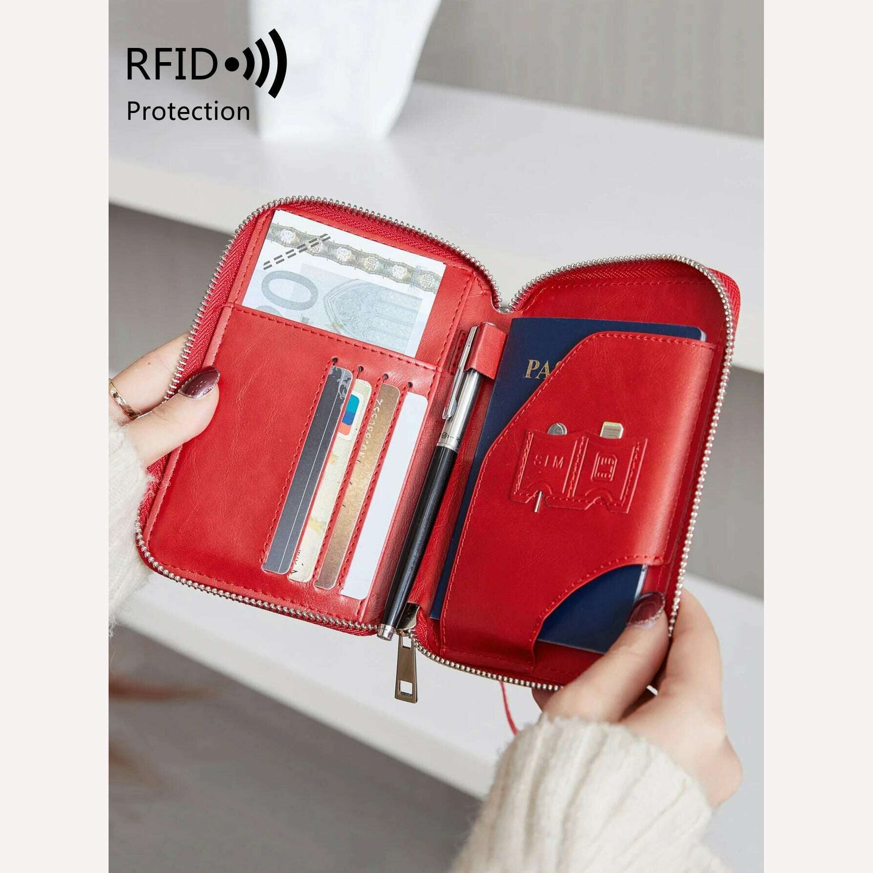 Minimalist and fashionable RFID passport holder multifunctional PU leather travel accessory passport holder wallet holder unisex - KIMLUD