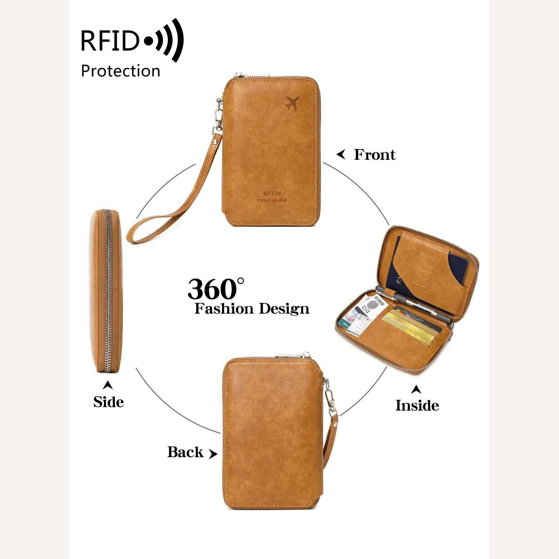 Minimalist and fashionable RFID passport holder multifunctional PU leather travel accessory passport holder wallet holder unisex - KIMLUD