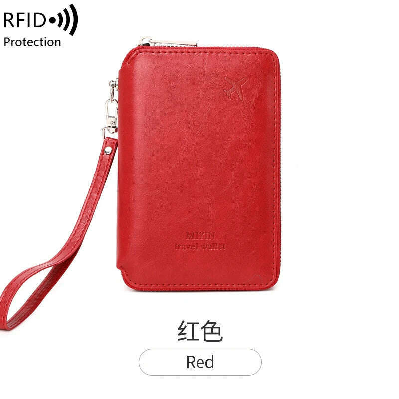 KIMLUD, Minimalist and fashionable RFID passport holder multifunctional PU leather travel accessory passport holder wallet holder unisex, HZ720-red, KIMLUD APPAREL - Womens Clothes