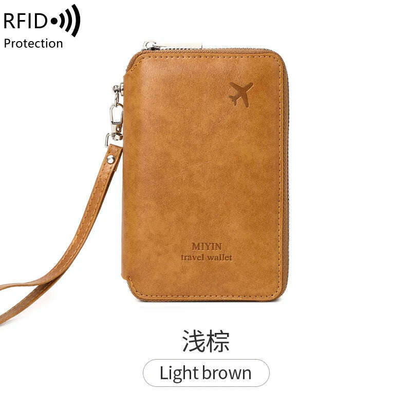 Minimalist and fashionable RFID passport holder multifunctional PU leather travel accessory passport holder wallet holder unisex - KIMLUD