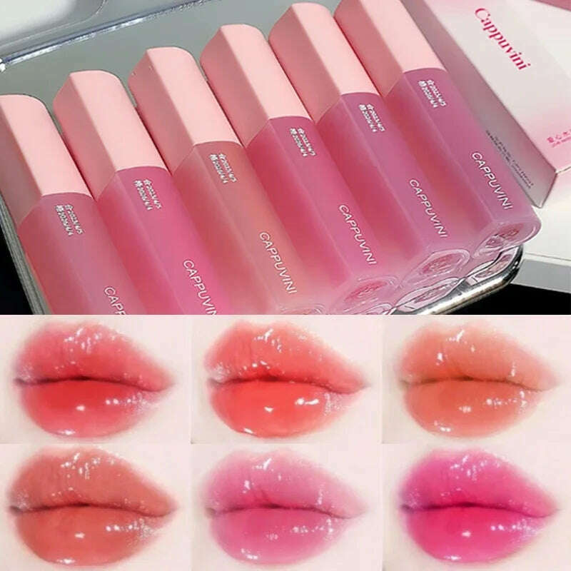 KIMLUD, Mirror Water Lip Glaze Pink Love Heart Moisturizing Sexy Red Lip Tint Liquid Lipstick Makeup Longlasting Non-stick Cup Lip Gloss, KIMLUD Womens Clothes