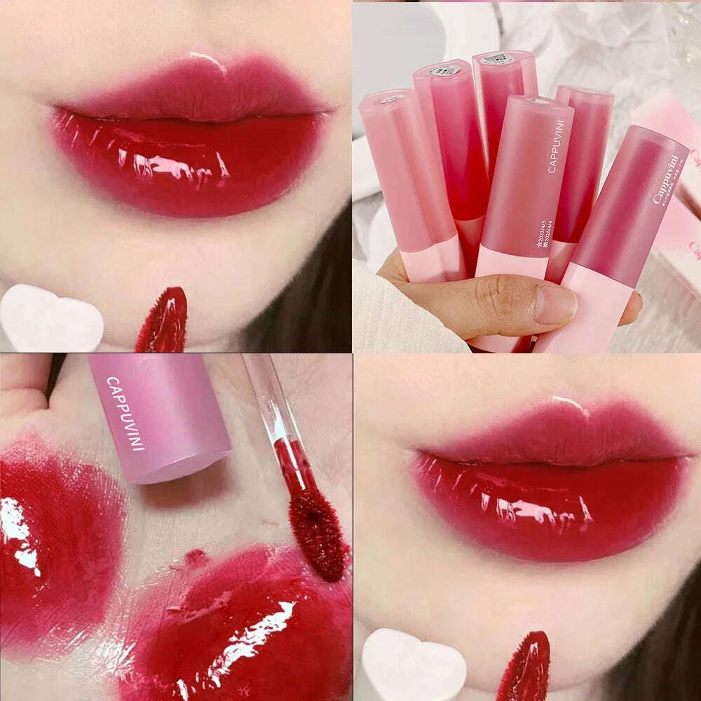 KIMLUD, Mirror Water Lip Glaze Pink Love Heart Moisturizing Sexy Red Lip Tint Liquid Lipstick Makeup Longlasting Non-stick Cup Lip Gloss, A06, KIMLUD APPAREL - Womens Clothes