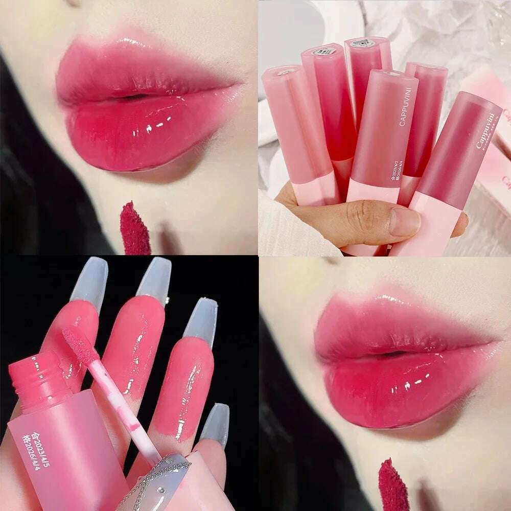 KIMLUD, Mirror Water Lip Glaze Pink Love Heart Moisturizing Sexy Red Lip Tint Liquid Lipstick Makeup Longlasting Non-stick Cup Lip Gloss, A04, KIMLUD APPAREL - Womens Clothes