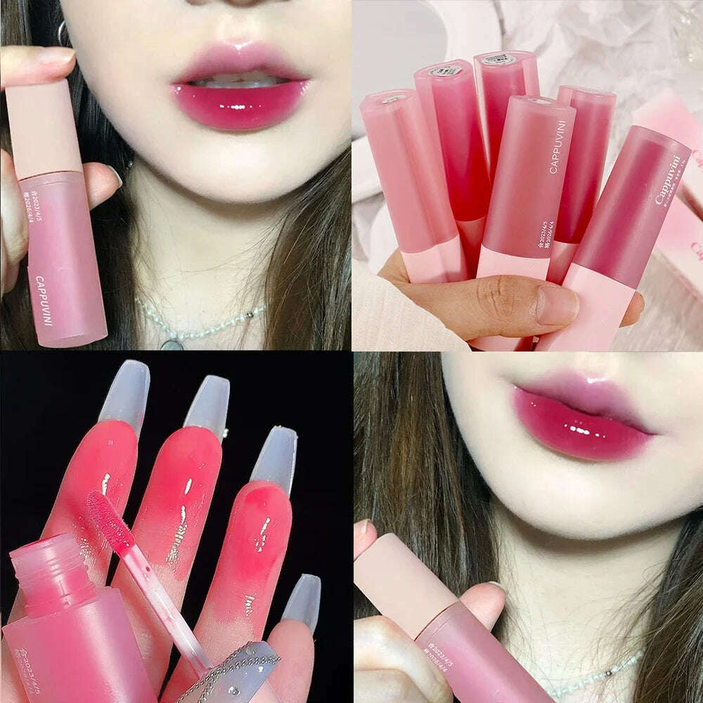 KIMLUD, Mirror Water Lip Glaze Pink Love Heart Moisturizing Sexy Red Lip Tint Liquid Lipstick Makeup Longlasting Non-stick Cup Lip Gloss, A05, KIMLUD APPAREL - Womens Clothes