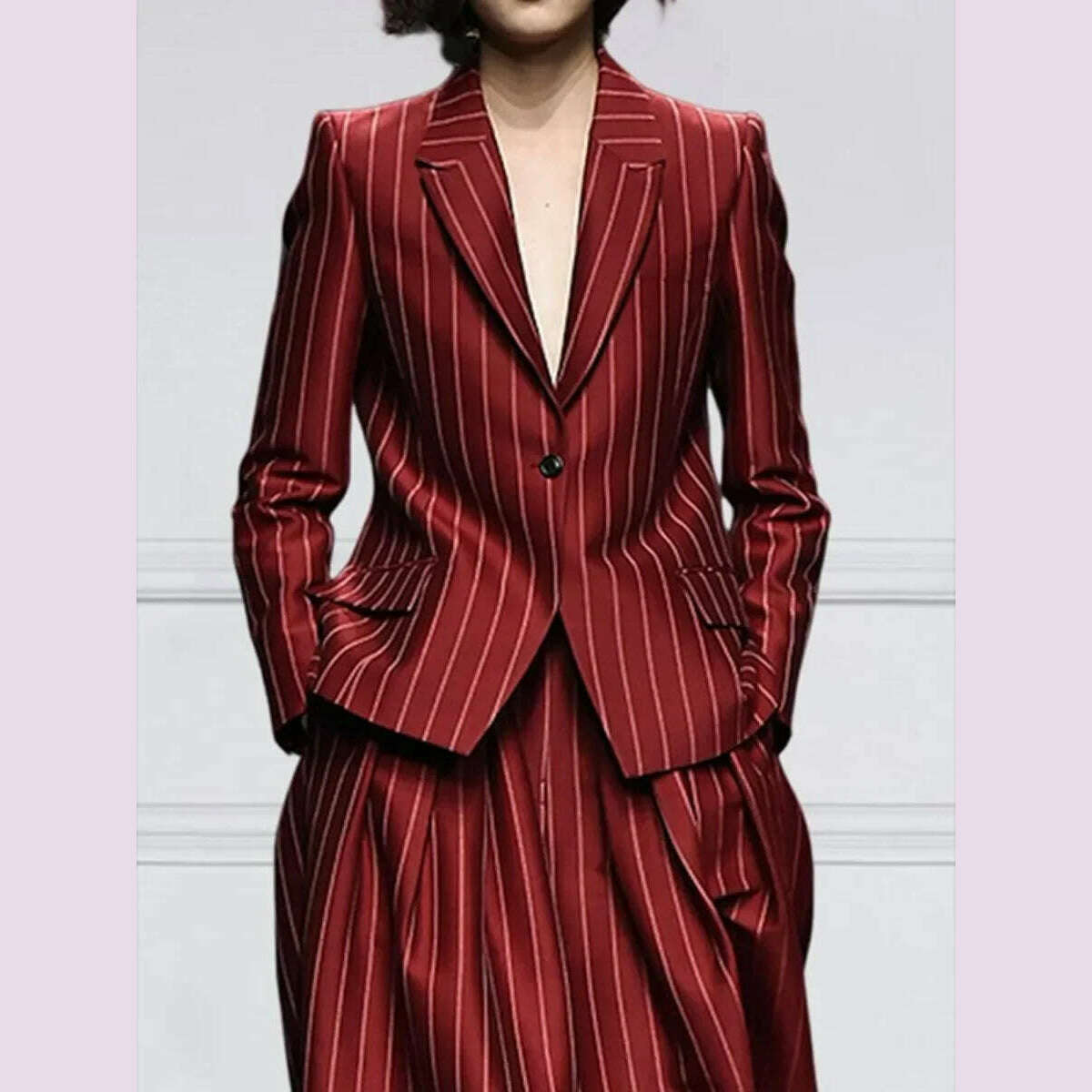 KIMLUD, Missuoo Urban Women's Stylish Jacket Notched Collar Long Sleeve Buttoned Blazer Coat 2024 Fall New Commuter Outerwear for Female, Wine Red / S, KIMLUD APPAREL - Womens Clothes