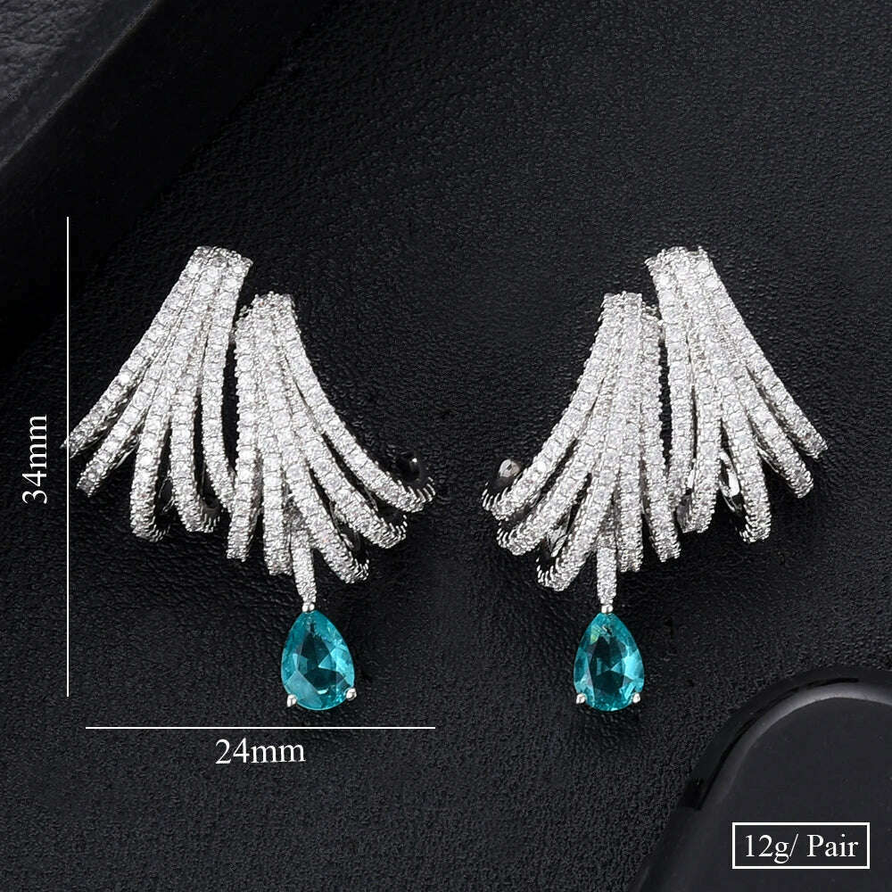 KIMLUD, Missvikki Luxury DOUBLE CLAWS STUD Earrings Trendy Cubic Zircon Indian Earrings for women Wedding Engagement JEWELRY GIFT, KIMLUD Womens Clothes