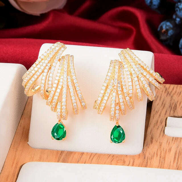 Missvikki Luxury DOUBLE CLAWS STUD Earrings Trendy Cubic Zircon Indian Earrings for women Wedding Engagement JEWELRY GIFT - KIMLUD