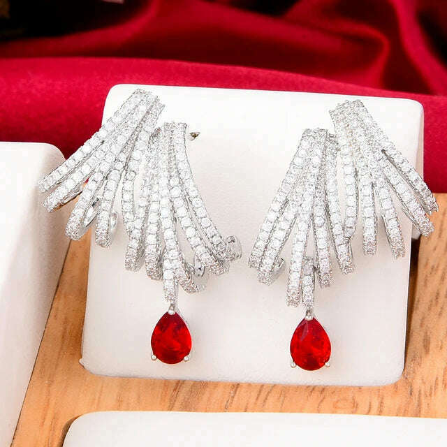 Missvikki Luxury DOUBLE CLAWS STUD Earrings Trendy Cubic Zircon Indian Earrings for women Wedding Engagement JEWELRY GIFT - KIMLUD