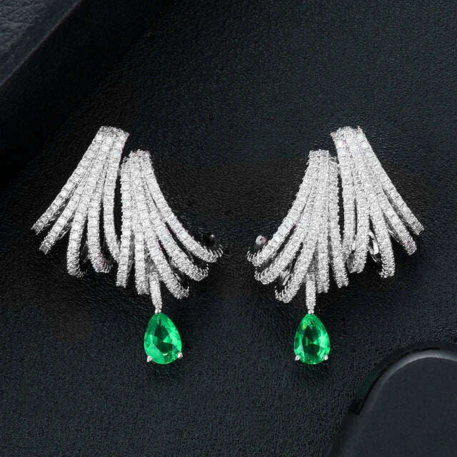 Missvikki Luxury DOUBLE CLAWS STUD Earrings Trendy Cubic Zircon Indian Earrings for women Wedding Engagement JEWELRY GIFT - KIMLUD